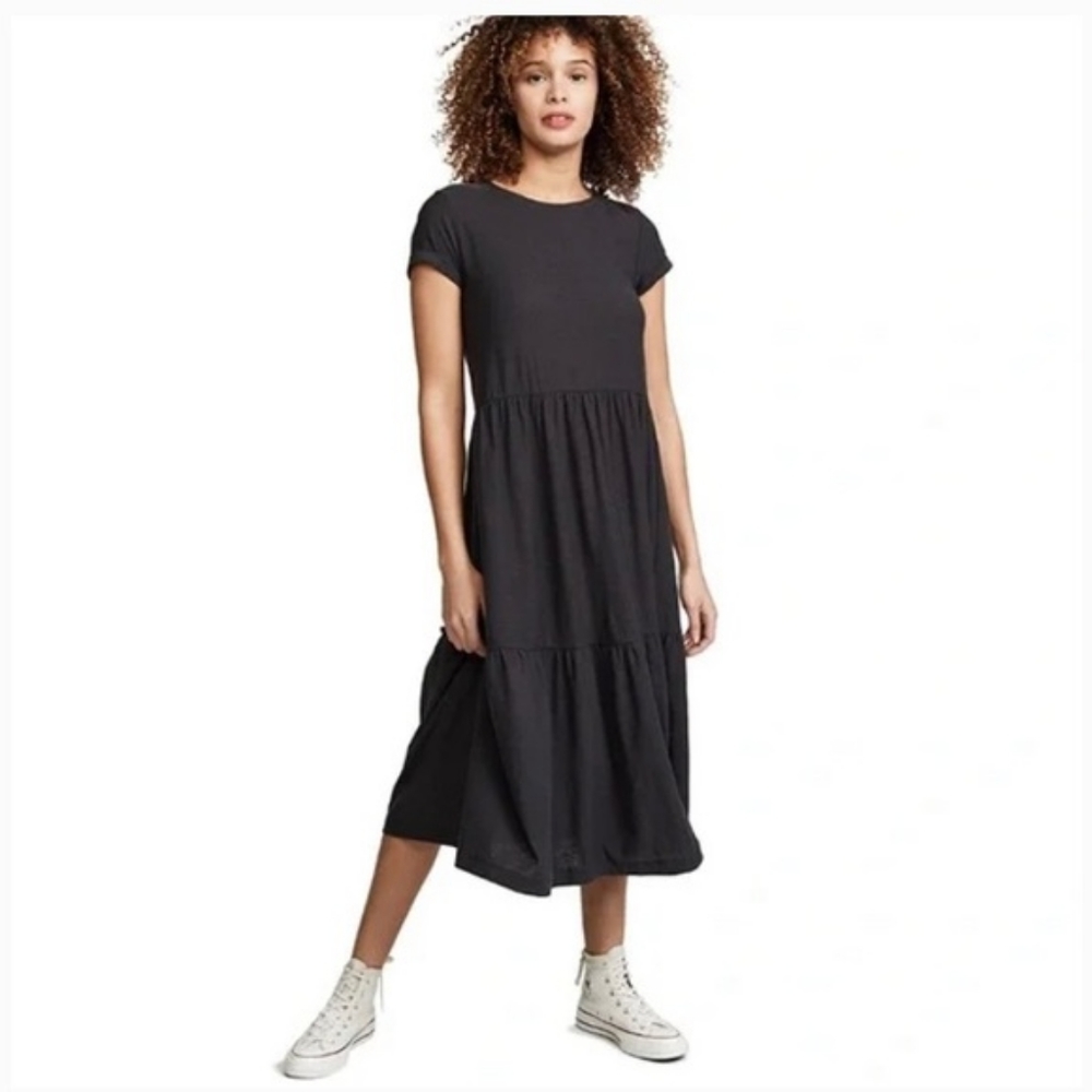 Nation Tiered Maxi Dress Black Sz S